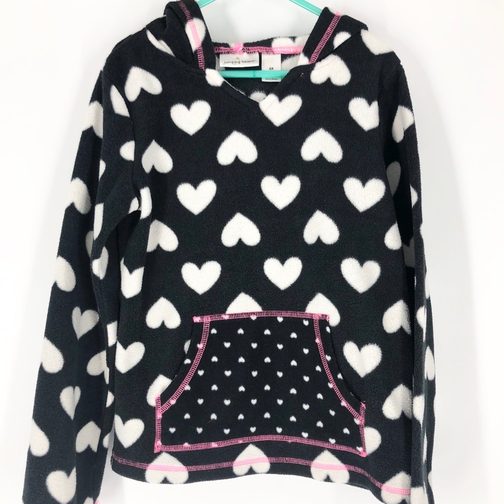 Jumping Beans 6X Black & White Heart Hooded Fleece